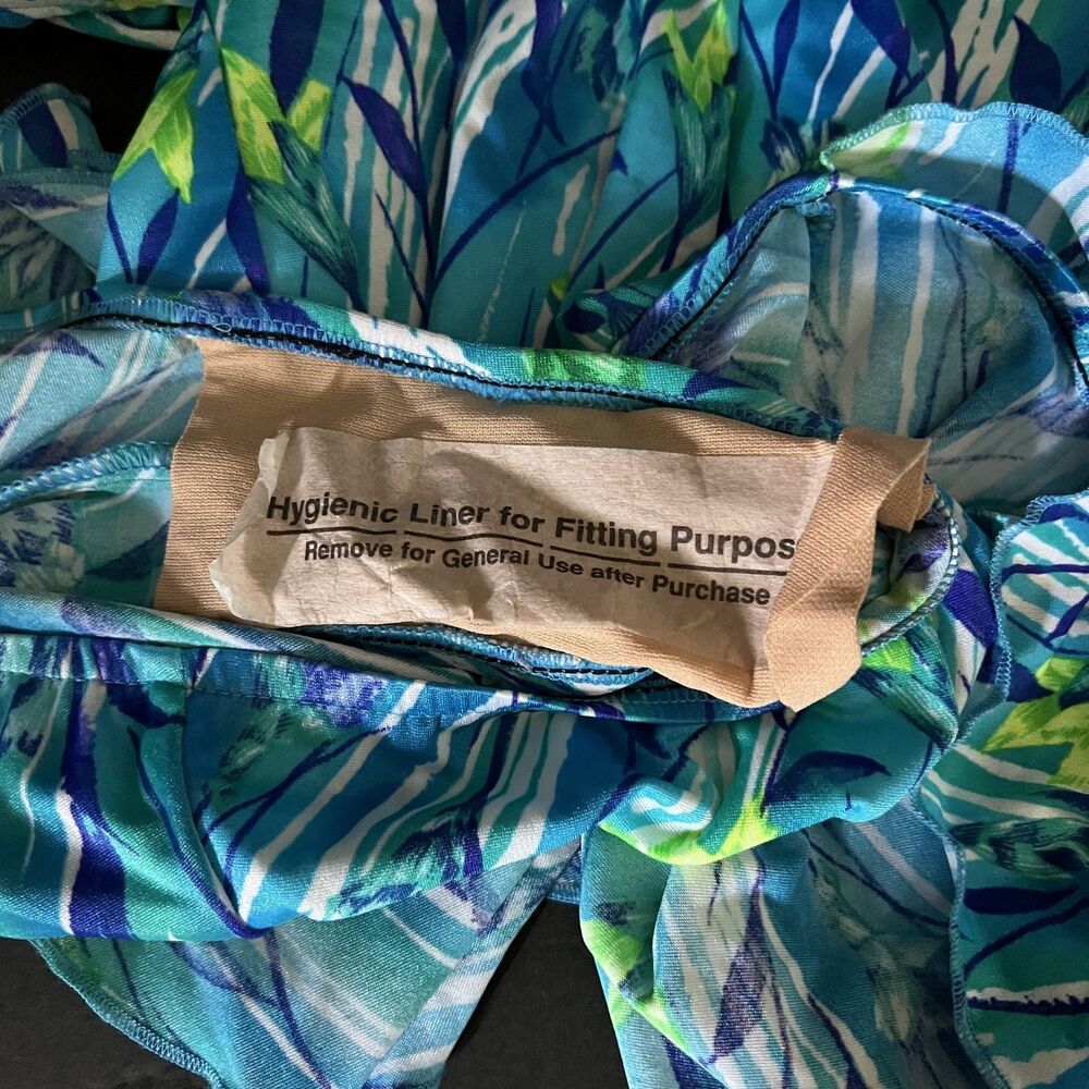 Maxine Of Hollywood Blue Green Tropical Floral Front Skirted Swimsuit 18 READ - Picture 11 of 11